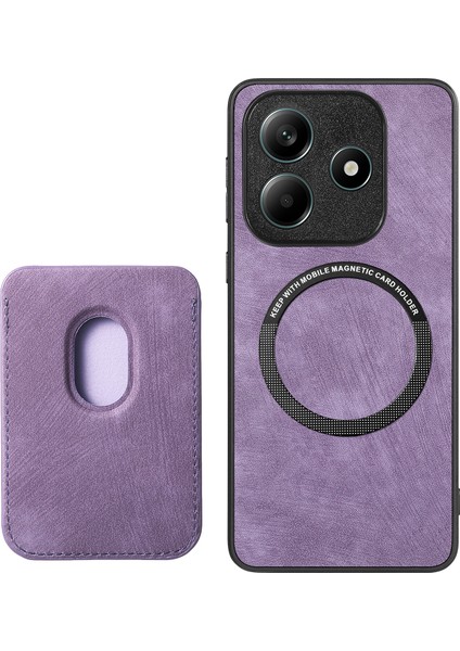 Xiaomi Redmi Note 14 5g Kılıf Için Magsafe Deri Arka Kapak ile Uyumlu Çıkarılabilir Kart Tutucu-Mor (Yurt Dışından) modelleri