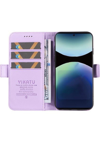 Xiaomi Redmi Note 14 Pro 4g Cüzdan Yıkatu YK-003 Deri Stand Kılıfı - Açık Mor (Yurt Dışından)