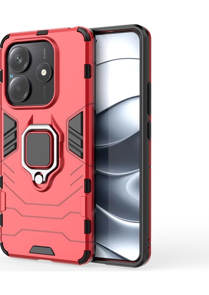 Xiaomi Redmi Note 14 5g Kılıf Pc+Tpu Koruyucu Halkalı Kickstand-Kırmızı (Yurt Dışından)