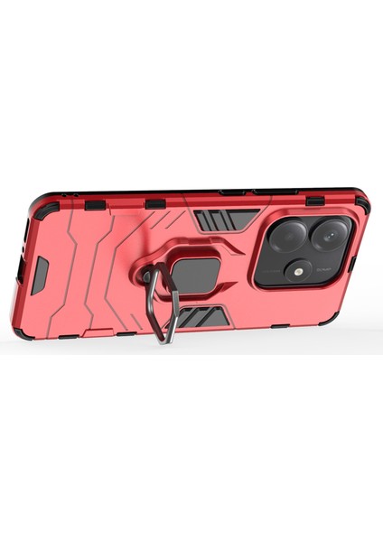 Xiaomi Redmi Note 14 5g Kılıf Pc+Tpu Koruyucu Halkalı Kickstand-Kırmızı (Yurt Dışından)