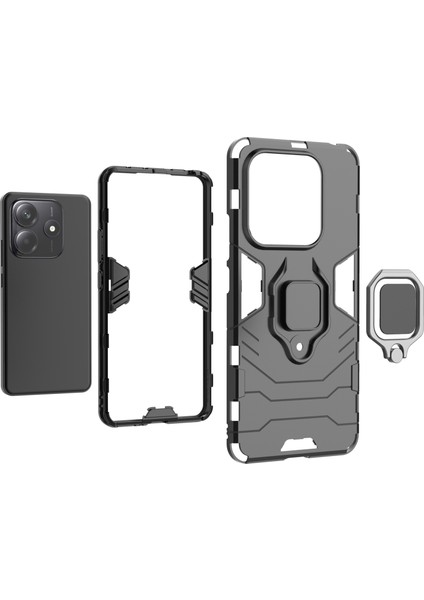 Xiaomi Redmi Note 14 5g Kılıf Pc+Tpu Koruyucu Halkalı Kickstand-Kırmızı (Yurt Dışından)