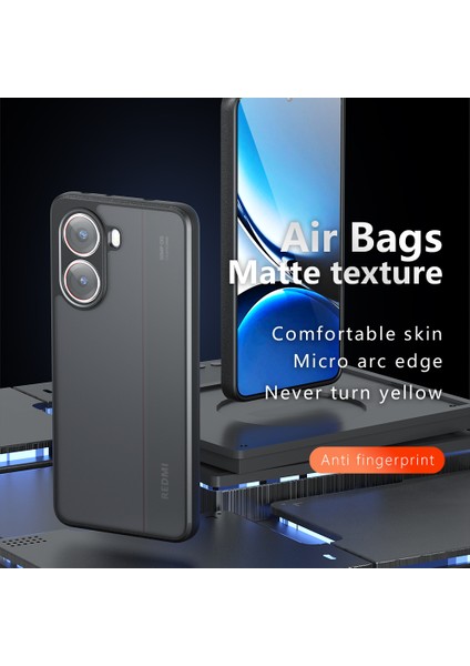 Xiaomi Redmi Turbo 4 5g/poco X7 Pro 5g Cilt Dokunmatik Tpu+Pc Telefon Kabuğu, Şeffaf Siyah (Yurt Dışından)