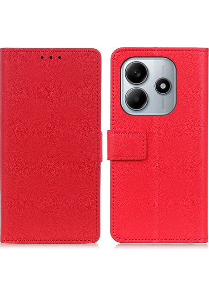 Xiaomi Redmi Note 14 5g Kılıf Pu Deri Standlı Cüzdan Telefon Kapağı-Kırmızı (Yurt Dışından)