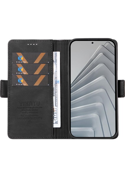 Xiaomi Redmi Için Not 14 4g (163.25X76.55X8.16MM) Yıkatu YK-005 Cilt Dokunma Duygusu Cüzdan Telefon Kapağı-Balck (Yurt Dışından)