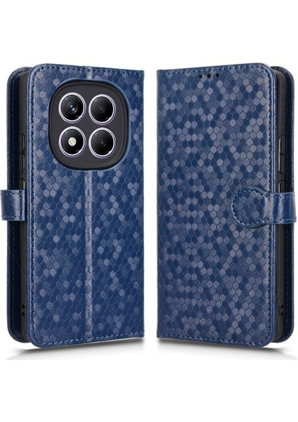 Xiaomi Redmi Note 14 Pro 4g Nokta Desenli Baskı Pu Deri Telefon Kılıfı-Koyu Mavi (Yurt Dışından)