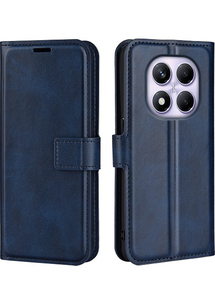 Xiaomi Redmi Note 14 Pro 4g Çizilmez Buzağı Dokulu Deri Telefon Kılıfı-Mavi (Yurt Dışından)