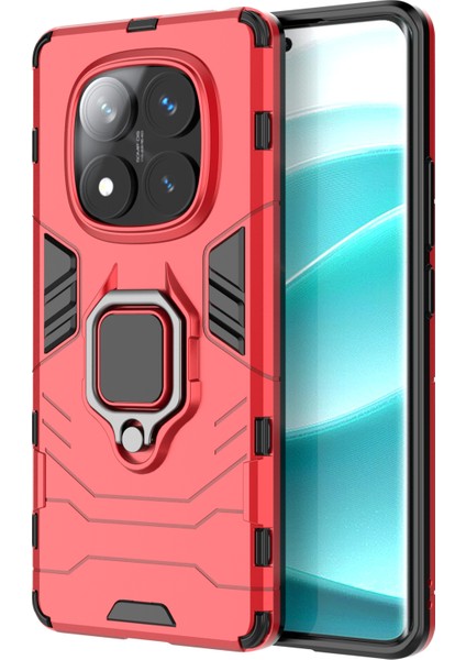 Xiaomi Redmi Note 14 Pro 4g Kılıf Pc+Tpu Koruyucu Halkalı Kickstand-Kırmızı (Yurt Dışından)