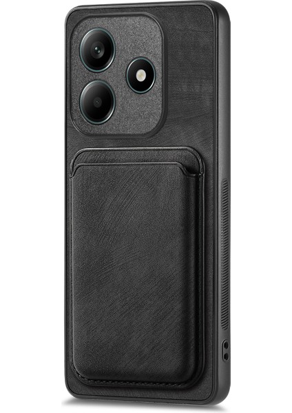 Xiaomi Redmi Note 14 5g Kılıf Için Magsafe Deri Arka Kapak ile Uyumlu Çıkarılabilir Kart Tutucu-Balck (Yurt Dışından)