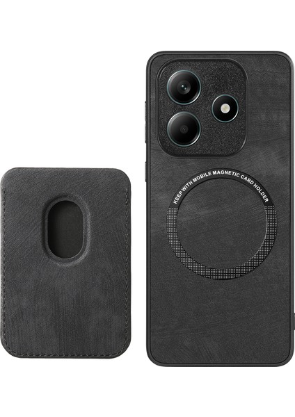 Xiaomi Redmi Note 14 5g Kılıf Için Magsafe Deri Arka Kapak ile Uyumlu Çıkarılabilir Kart Tutucu-Balck (Yurt Dışından)