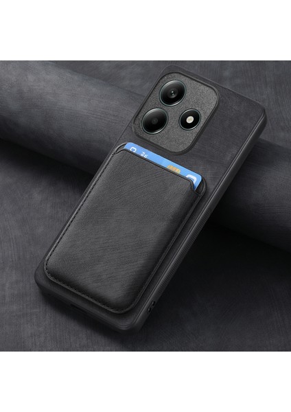 Xiaomi Redmi Note 14 5g Kılıf Için Magsafe Deri Arka Kapak ile Uyumlu Çıkarılabilir Kart Tutucu-Balck (Yurt Dışından)