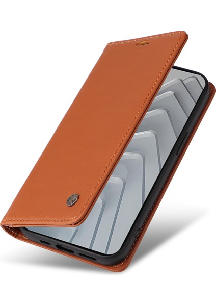 Xiaomi Redmi Note 14 4g Için (163.25X76.55X8.16MM) Yıkatu YK-001 Pu Deri Standlı-Kahverengi (Yurt Dışından)