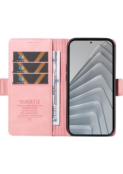 Xiaomi Redmi Note 14 4g (163.25X76.55X8.16MM) Yıkatu YK-005 Cilt Dokunma Duygusu Cüzdan Telefon Kapağı-Pembe (Yurt Dışından)