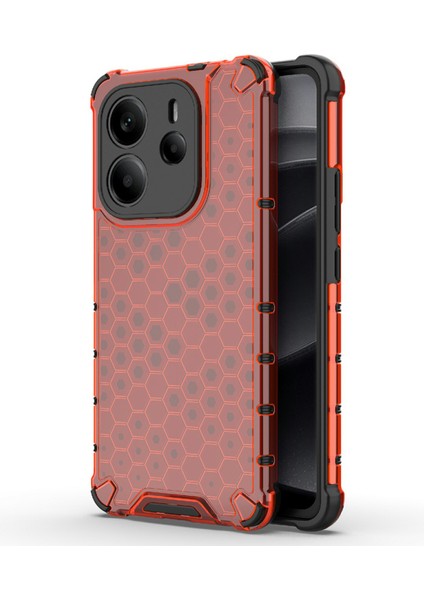 Xiaomi Redmi Note 14 4g (163.25X76.55X8.16MM) Kılıf Pc+Tpu Petek Şekli-Kırmızı (Yurt Dışından)