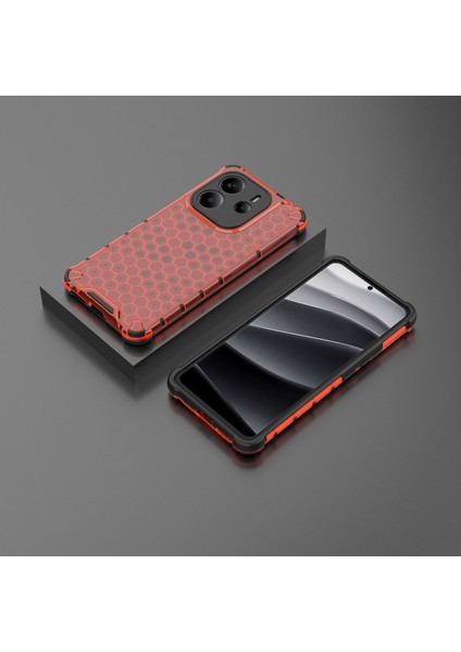 Xiaomi Redmi Note 14 4g (163.25X76.55X8.16MM) Kılıf Pc+Tpu Petek Şekli-Kırmızı (Yurt Dışından) modelleri