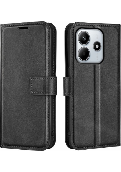 Xiaomi Redmi Note 14 4g (163.25X76.55X8.16MM) Çizilmez Buzağı Doku Deri Telefon Kapağı-Balck Için (Yurt Dışından)