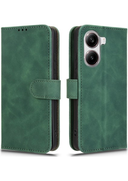 Xiaomi Redmi Için Turbo 4 5g/poco X7 Pro 5g Cilt Hissi Damla Önleyici Cüzdan Kapaklı Telefon Kapağı-Yeşil (Yurt Dışından)