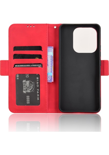 Xiaomi Redmi Note 14 4g (163.25X76.55X8.16MM) Çoklu Kart Yuvalı Telefon Cüzdan Kılıfı-Kırmızı (Yurt Dışından) modelleri