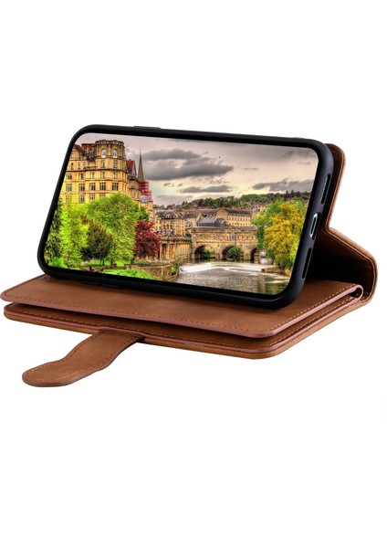 Xiaomi Redmi Için Not 14 Pro+ 5g/14 Pro 5g/poco X7 5g Fermuarlı Cüzdan 9 Kart Yuvaları-Kahverengi (Yurt Dışından)