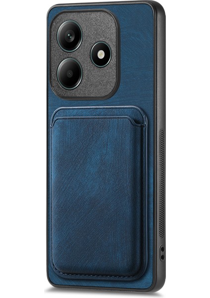 Xiaomi Redmi Note 14 4g (163.25X76.55X8.16MM) Kılıf Magsafe Deri Arka Kapak ile Uyumlu Çıkarılabilir Kart Tutucu-Mavi (Yurt Dışından)