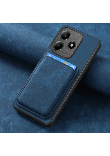 Xiaomi Redmi Note 14 4g (163.25X76.55X8.16MM) Kılıf Magsafe Deri Arka Kapak ile Uyumlu Çıkarılabilir Kart Tutucu-Mavi (Yurt Dışından)