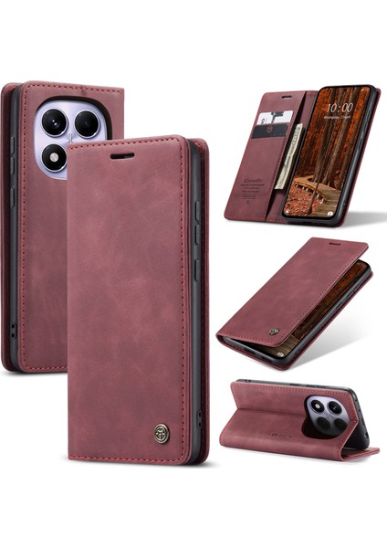 Xiaomi Redmi Note 14 Pro 4g Caseme 013 Serisi Pu Deri Stand-Kırmızı (Yurt Dışından)