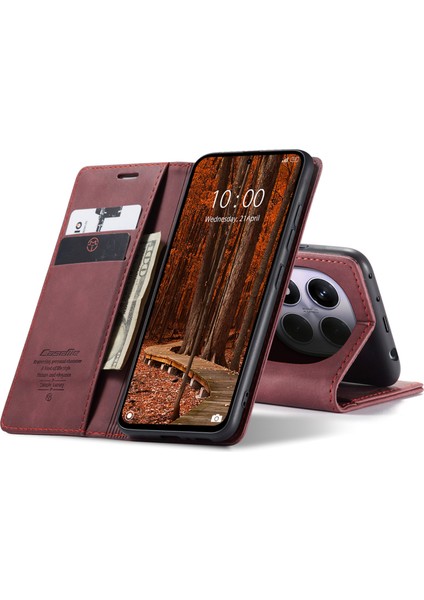 Xiaomi Redmi Note 14 Pro 4g Caseme 013 Serisi Pu Deri Stand-Kırmızı (Yurt Dışından)