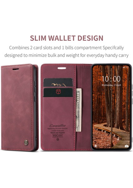 Xiaomi Redmi Note 14 Pro 4g Caseme 013 Serisi Pu Deri Stand-Kırmızı (Yurt Dışından)