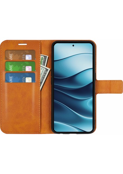 Xiaomi Redmi Note 14 4g (163.25X76.55X8.16MM) Çizilmez Buzağı Dokulu Deri Telefon Kapağı-Sarı (Yurt Dışından)