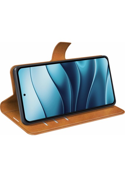 Xiaomi Redmi Note 14 4g (163.25X76.55X8.16MM) Çizilmez Buzağı Dokulu Deri Telefon Kapağı-Sarı (Yurt Dışından)