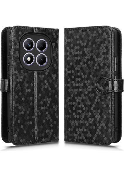 Xiaomi Redmi Note 14 Pro 4g Nokta Desenli Baskı Pu Deri Telefon Kapağı-Siyah (Yurt Dışından)