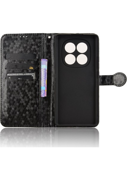 Xiaomi Redmi Note 14 Pro 4g Nokta Desenli Baskı Pu Deri Telefon Kapağı-Siyah (Yurt Dışından)