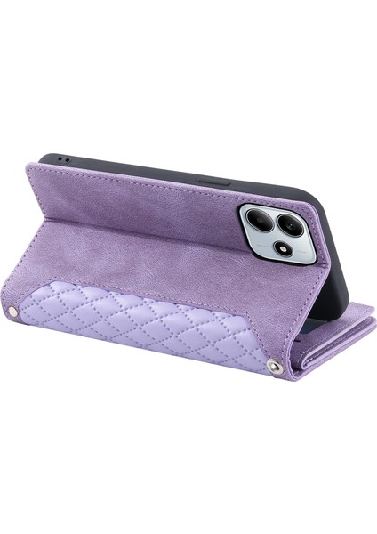 Xiaomi Redmi Note 14 4g (163.25X76.55X8.16MM) Eşkenar Dörtgen Dikiş Hattı Pu Deri Telefon Kapağı-Mor Için (Yurt Dışından) indirimleri
