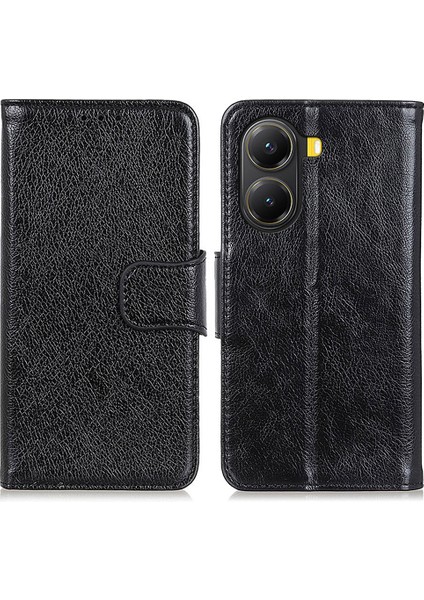 Xiaomi Poco X7 Pro 5g/redmi Turbo 4 5g Kılıf Nappa Doku Bölünmüş Deri Cüzdan Telefon Kapağı-Balck Için (Yurt Dışından)