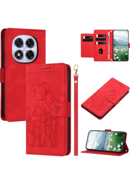 Xiaomi Redmi Note 14 Pro+ 5g Lale 5 Kart Yuvalı Cüzdan-Kırmızı (Yurt Dışından)