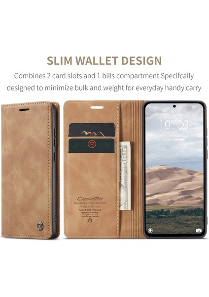 Xiaomi Redmi Note 14 Pro 4g Caseme 013 Serisi Pu Deri Stand-Kahverengi Için (Yurt Dışından)