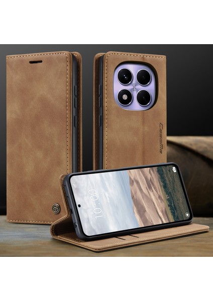 Xiaomi Redmi Note 14 Pro 4g Caseme 013 Serisi Pu Deri Stand-Kahverengi Için (Yurt Dışından)