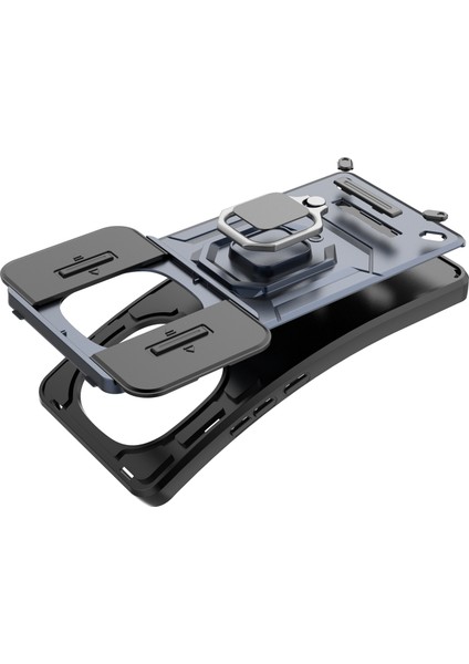 Xiaomi Redmi Için Not 14 Pro 4g Kılıf Pc + Tpu Kickstand Telefon Koruyucusu Lens Kapağı-Balck (Yurt Dışından)