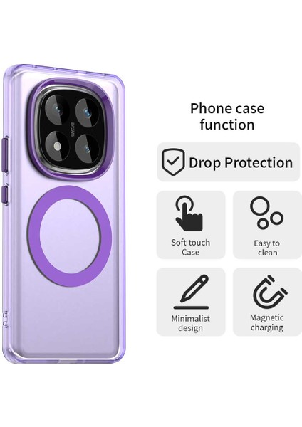 Xiaomi Redmi Note 14 Pro 4g Kılıf Magsafe Anti Drop Hibrit Telefon Arka Kapak-Mor ile Uyumlu (Yurt Dışından)