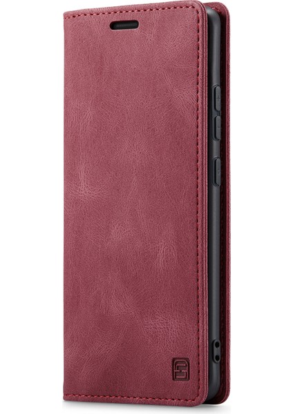 Xiaomi Redmi Için Not 13 Pro 4g Autspace A01 Rfıd Engelleme Kart Tutucu ile Deri Stand Kapağı-Kırmızı (Yurt Dışından)