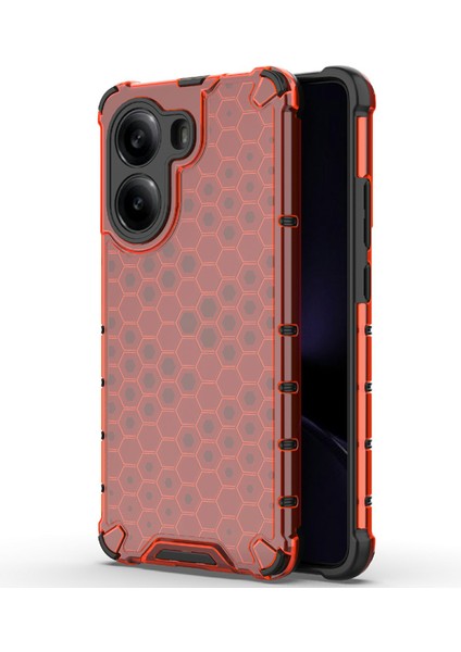 Xiaomi Poco X7 Pro 5g/redmi Turbo 4 5g Kılıf Pc+Tpu Petek Şekli-Kırmızı (Yurt Dışından)