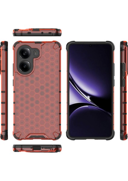 Xiaomi Poco X7 Pro 5g/redmi Turbo 4 5g Kılıf Pc+Tpu Petek Şekli-Kırmızı (Yurt Dışından)