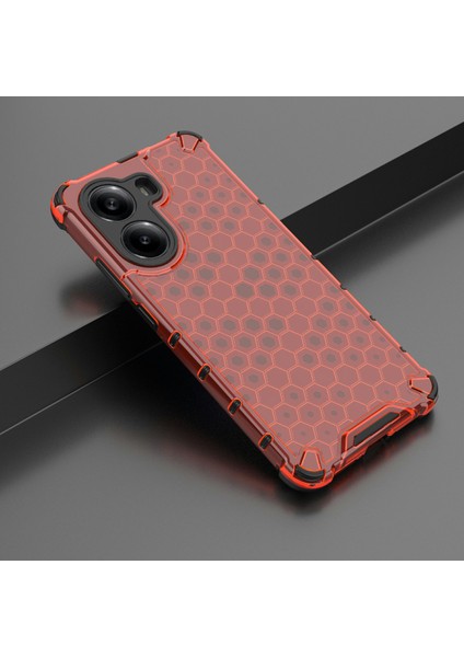 Xiaomi Poco X7 Pro 5g/redmi Turbo 4 5g Kılıf Pc+Tpu Petek Şekli-Kırmızı (Yurt Dışından)