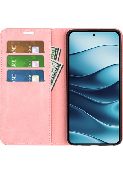 Xiaomi Redmi Note 14 4g (163.25X76.55X8.16MM) Kılıf Skin Touch Deri Cüzdan Telefon Kapağı-Pembe (Yurt Dışından) modelleri