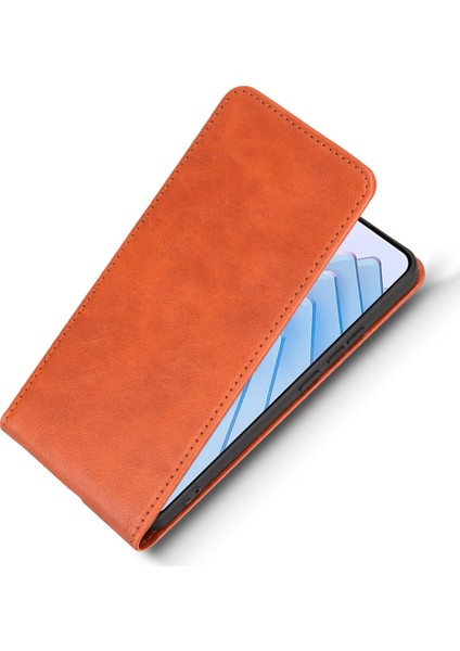 Xiaomi Redmi Note 14 4g (163.25X76.55X8.16MM) Kart Yuvalı Kılıf Manyetik Dikey Çevirme Deri Telefon Kapağı-Turuncu (Yurt Dışından) modelleri
