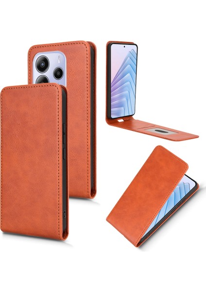 Xiaomi Redmi Note 14 4g (163.25X76.55X8.16MM) Kart Yuvalı Kılıf Manyetik Dikey Çevirme Deri Telefon Kapağı-Turuncu (Yurt Dışından) fırsatları
