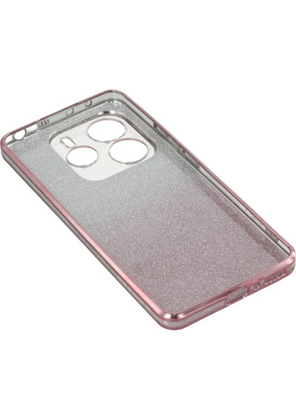 Xiaomi Redmi Için Not 14 5g Kılıf Yüzük Kickstand Tpu Çiçekler Degrade Glitter-Gül Altın (Yurt Dışından)