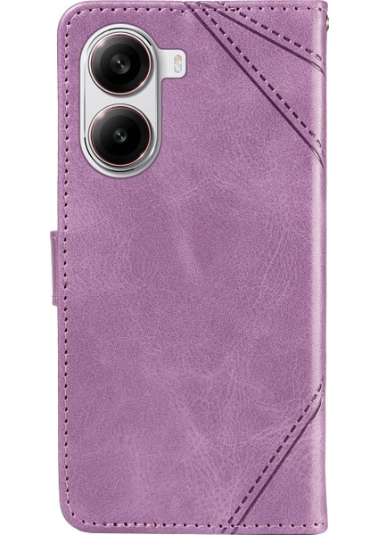 Xiaomi Redmi Turbo 4 5g Bilek Kayışlı Geometrik Çizgi Tasarımlı Cüzdan-Mor (Yurt Dışından) modelleri