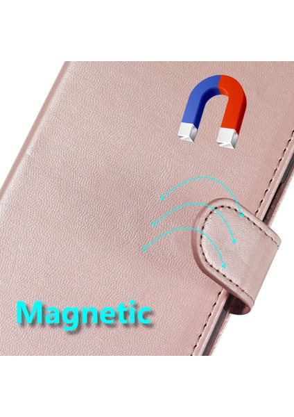 Xiaomi Redmi Için Not 14 4g (163.25X76.55X8.16MM) Kart Tutucu Pu Deri Flip Cüzdan Telefon Kapağı-Gül Altın (Yurt Dışından)