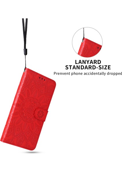 Xiaomi Redmi Note 14 4g (163.25X76.55X8.16MM) Kılıf Ayçiçeği Baskılı Deri Cüzdan Telefon Kapağı-Kırmızı (Yurt Dışından) modelleri