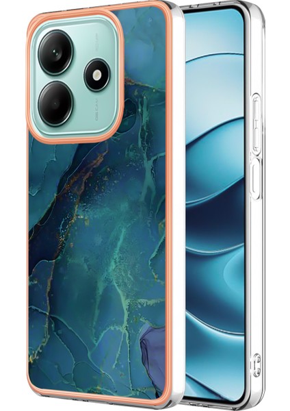 Xiaomi Redmi Note 14 5g Tpu Kılıf Mermer Desen 2.0mm Galvanik Telefon Arka Kapak-Yeşil Için (Yurt Dışından)